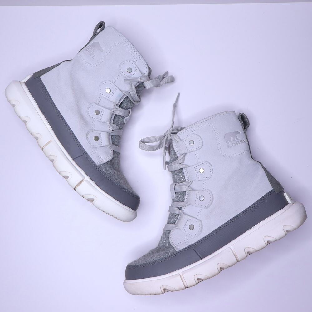 SOREL Joan Waterproof Boot Moonstone Sea Salt Suede Winter Boot Women's 6